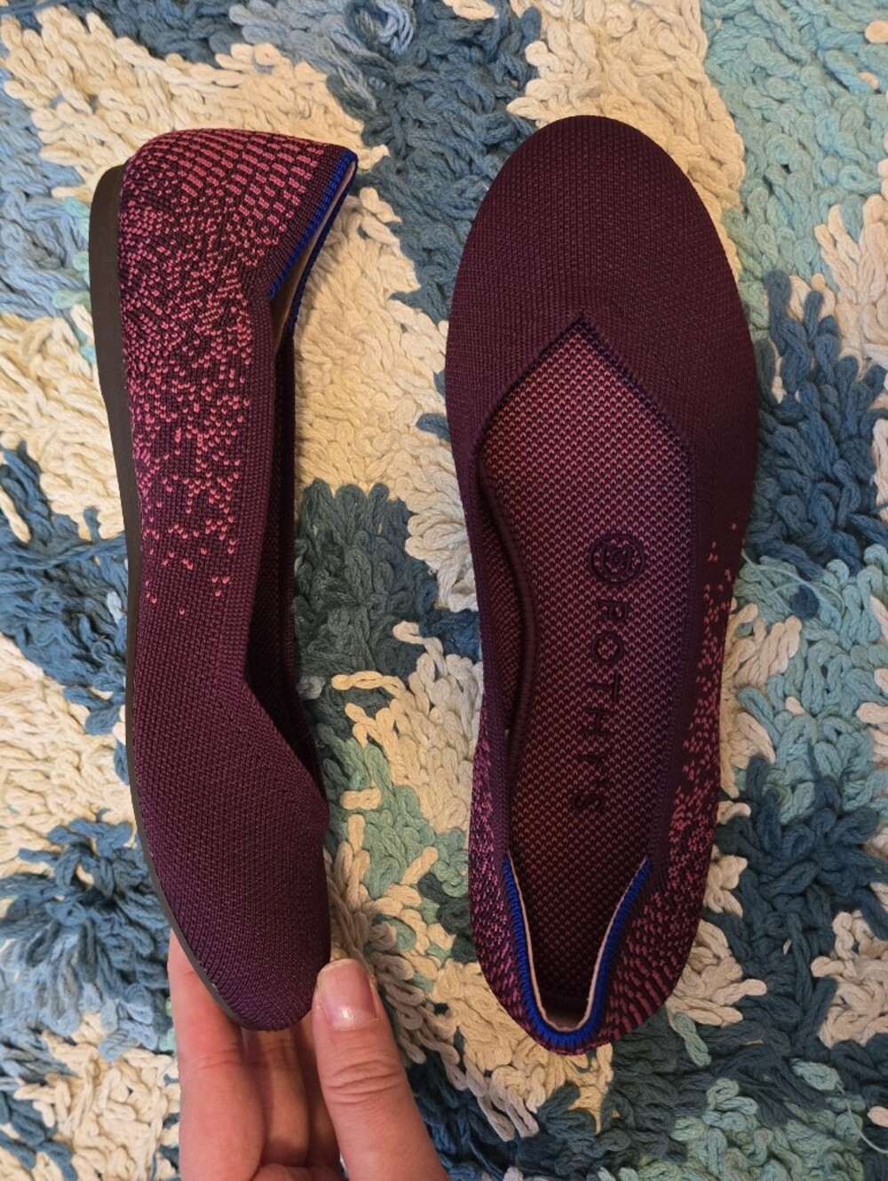 NWOT Rothys The Flat In Fig Python Purple Size 7